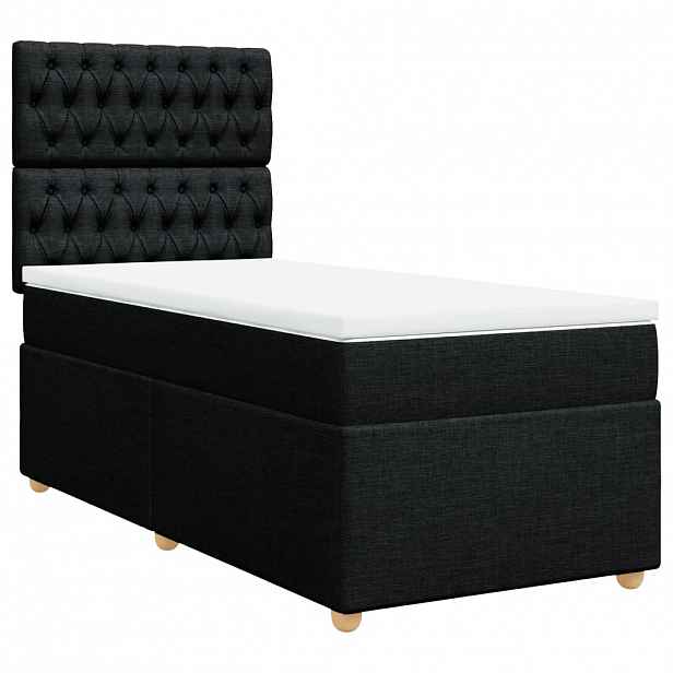 vidaXL Box spring postel s matrací černá 90x200 cm textil