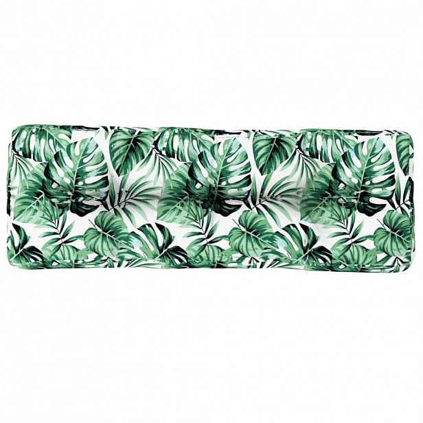 vidaXL Poduška na palety vzor listů 120 x 40 x 12 cm textil