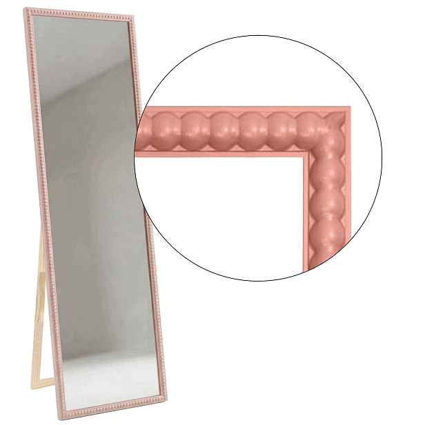 Zrcadlo stojící v rámu Přírodní Bubbleové dřevo 161x41 165x45 růžové