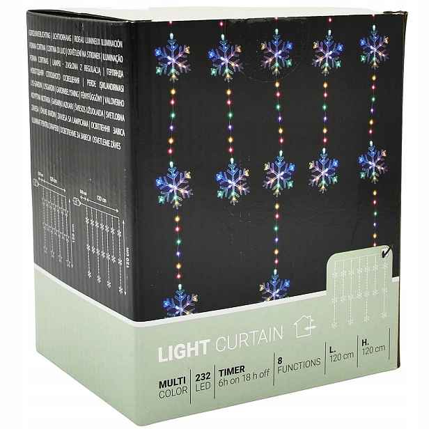 Vánoční světýlka Světelný Závěs 120x120cm 235 Led programátor časovač
