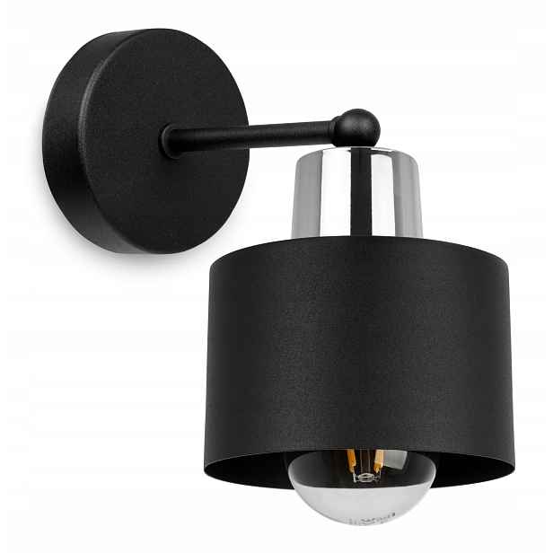 Nástěnná Lampa Stropní Svítidlo S Klosz Černá Led