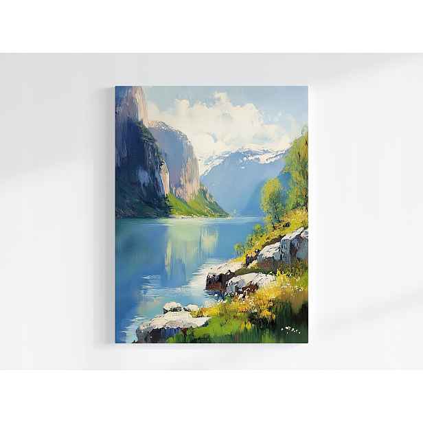 Plakát Skandinávie Norsko Fiord Hory Jezero 75x100