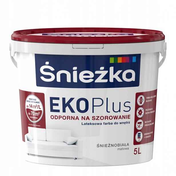 Śnieżka Eko Plus barva barva sněhově bílá odolná proti drhnutí 5L