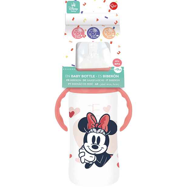 STOR Kojenecká láhev s uchy 360ml MINNIE