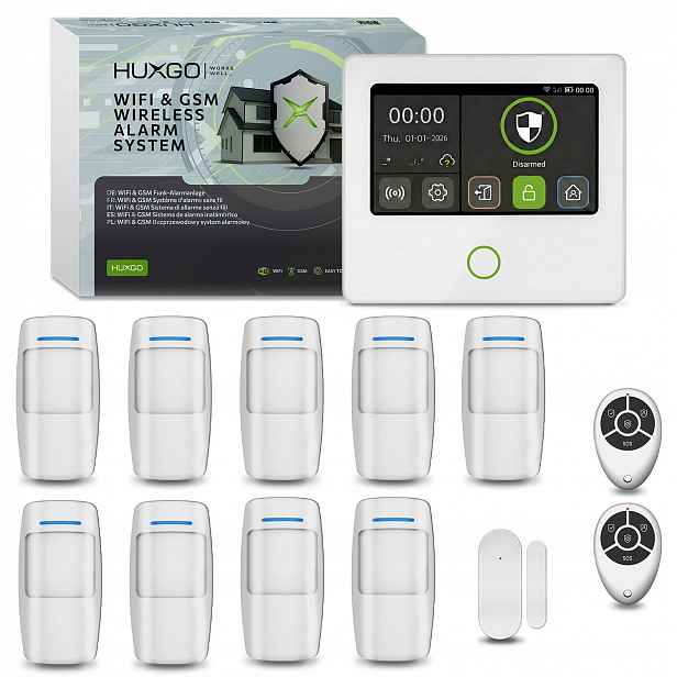 Bezdrátový alarm WiFi Gsm 4G s aplikací Tuya, Huxgo HXA502 4G W