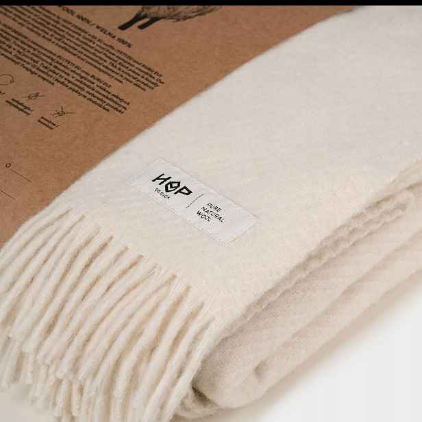 Deka Yeti z ovčí vlny 155x205 Krémová Eu Hop Design