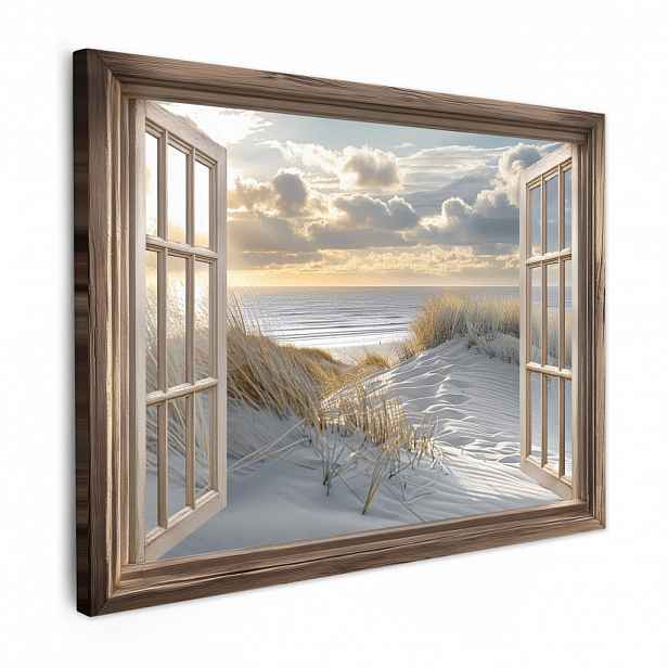 MuchoWow OBRAZ NA PLÁTNĚ výhled - Pláž - Duny - Moře - Příroda 80x60 cm