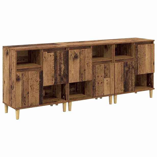 vidaXL Konzole 3 ks Staré dřevo 60 x 35 x 70 cm Kompozitní dřevo