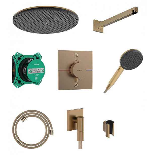 Hansgrohe Raindance Alive S - Sprchový set s termostatem pod omítku, průměr 30 cm, 3 proudy, kartáčovaný bronz 24630140