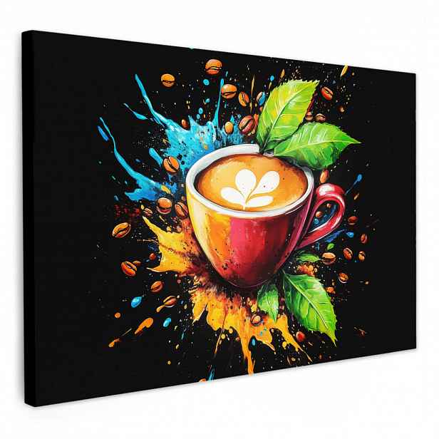MuchoWow OBRAZ NA PLÁTNĚ Káva - Graffiti - Pití - Abstraktní 60x40 cm