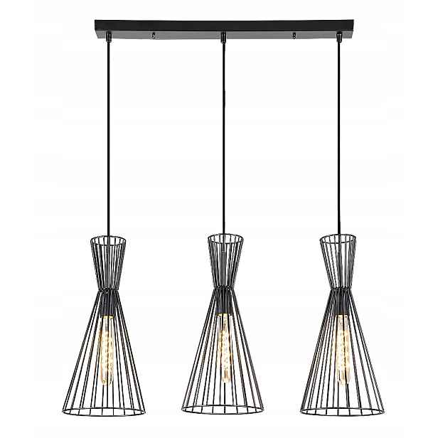 Závěsné industriální svítidlo E27 3x40W, matná černá barva, Leandros Rabalux