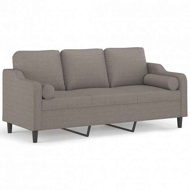 vidaXL 3místná pohovka s polštáři taupe 180 cm textil
