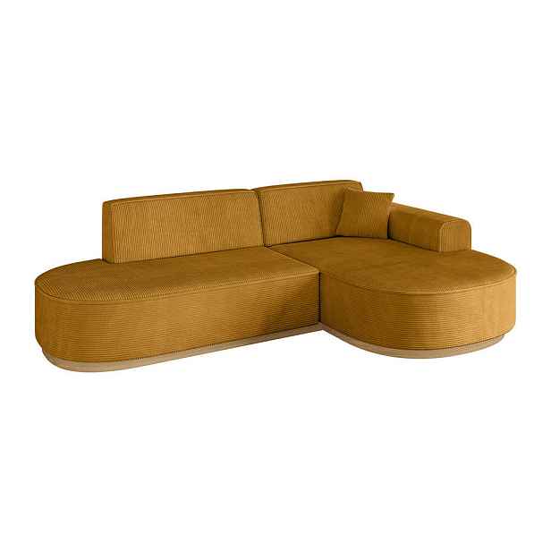 ALTDECOR ROHOVÁ SEDAČKA s otomanem, pravá MARI-L1-v2 243x171x83 Hořčicová Manšestr