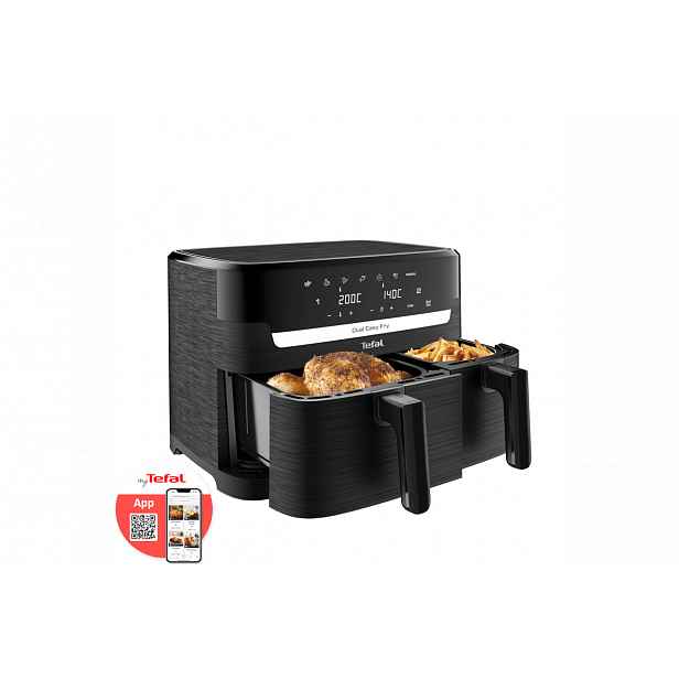 Horkovzdušná fritéza Tefal Dual Easy Fry EY901N10 Černá