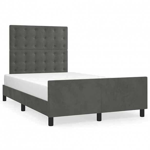 vidaXL Rám postele bez matrace tmavě šedá 120 x 200 cm samet