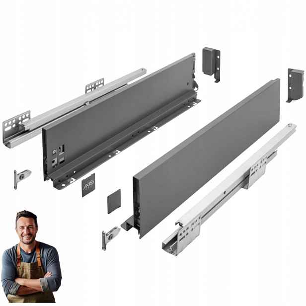 Šuplík Gtv Axis Pro 500 mm antracit střední H-116 Plný výsuv 40 kg