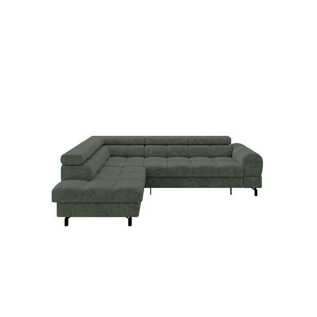 ALTDECOR ROHOVÁ SEDAČKA s funkcí spaní otomana vlevo LUMA-L 272x203x70 zelená velur