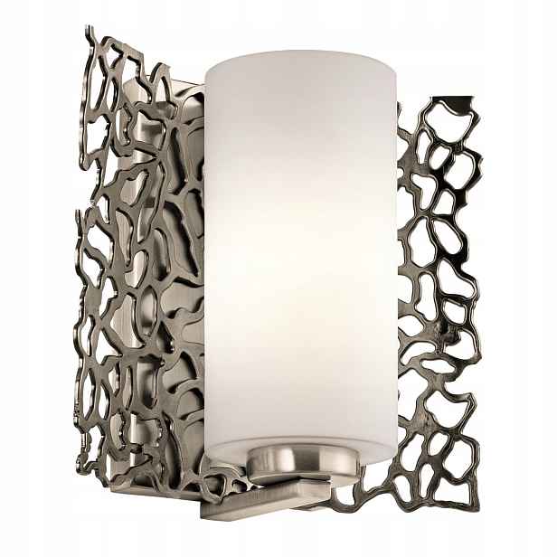 Nástěnná lampa pewter designová skleněná lampička do ložnice Kichler