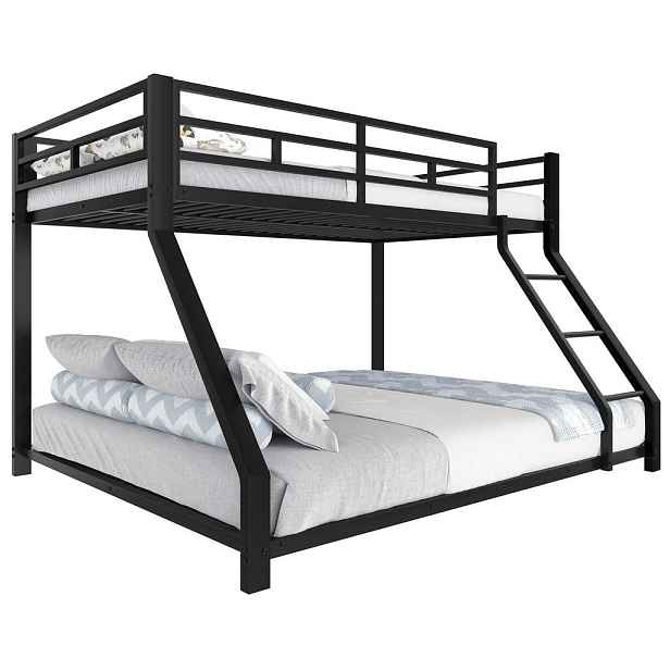 Modenvie PALANDA z kovu, 90/200 a 140/200 cm, černá, se schůdky a zábranou