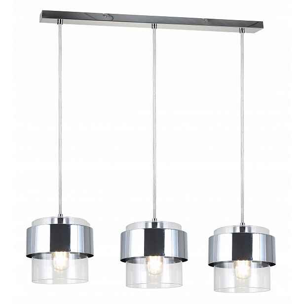 Závěsná lampa s chromovaným/širokým kroužkem kolem stínítka Quan E27