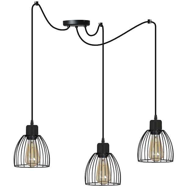 Závěsné Stropní Svítidlo Lustr Pavouk Trojitý Loft Černá Bílá Moderní