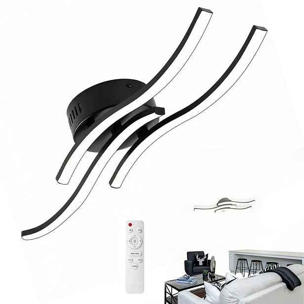 stropní svítidlo Led Stropní Svítidlo Černý Moderní Lustr 42W Do Obývacího Pokoje S Dálkový Ovladač