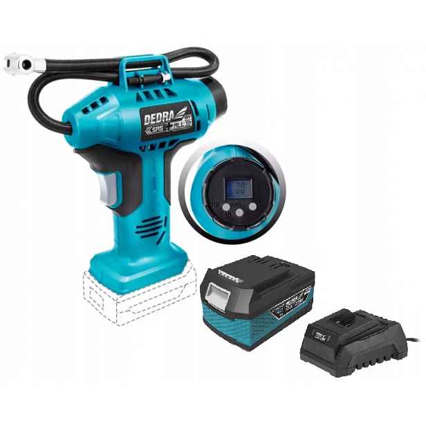 Dedra Kompresorová pumpa akumulátor 4AH Set 18V Sas+ DED7078LCD 11Bar LCD