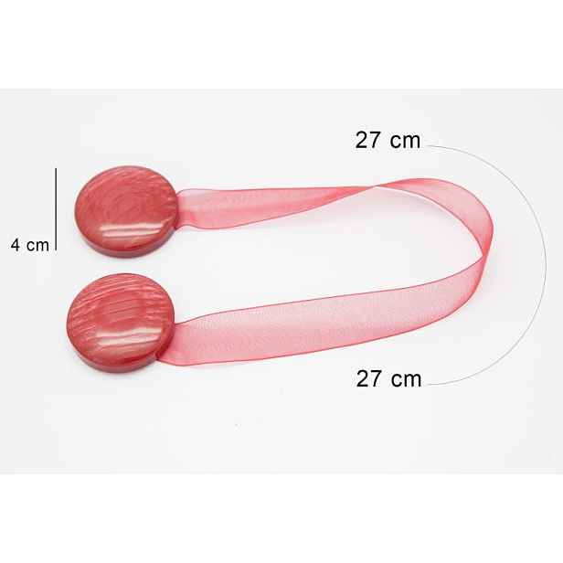 Dekorační ozdobná spona na záclony a závěsy s magnetem MUSA červená, Ø 4 cm Mybesthome