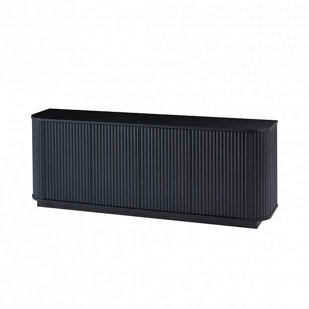 Modfu KOMODA z MDF 162,5x38x61 cm černá se 4 dvířky, push-open a vlnitým dekorem