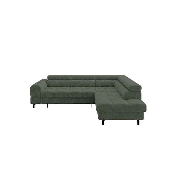 ALTDECOR ROHOVÁ SEDAČKA s funkcí spaní otomana vpravo LUMA-L 272x203x70 zelená velur