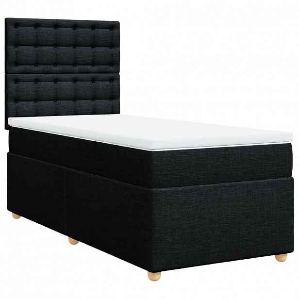vidaXL Box spring postel s matrací černá 90x200 cm textil