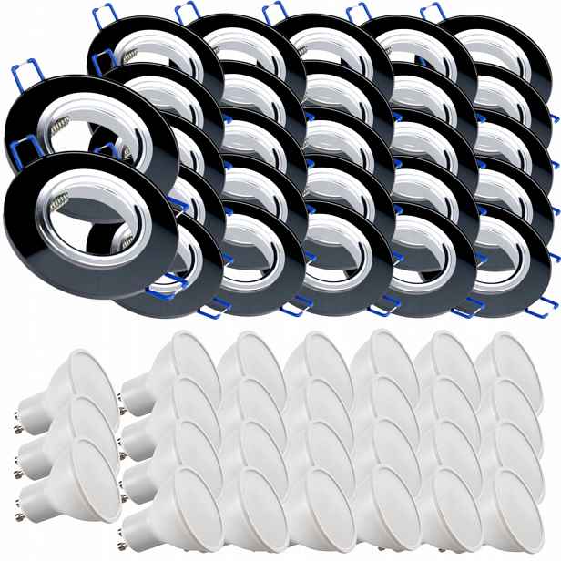 27x Skleněná Černá Stropní Lampa Kulatá Objímka Led Žárovky 10W