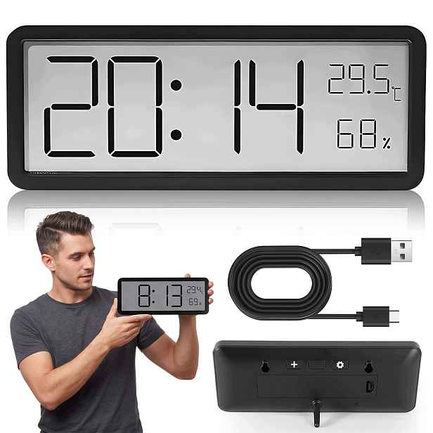8-palcové obdélníkové Led hodiny s LCD displejem do obývacího pokoje v černé barvě