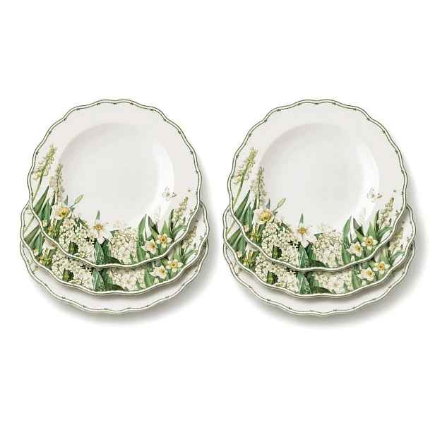 Obědové talíře 27 cm Sada 6 ks porcelánových s květinami Lea Elegant
