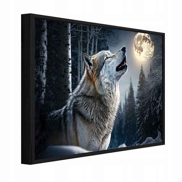 Obraz V Rámu Černý Vlk Noc Kníže Do Předsíně Jídelny Kuchyně 60x40