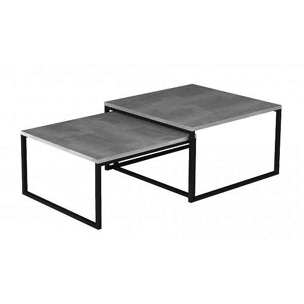 Set konferenčních stolků LEORIC - beton / černý