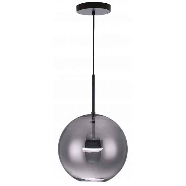 Závěsná Led lampa černá skleněná kouřová koule 30 do jídelny obývacího pokoje Reality