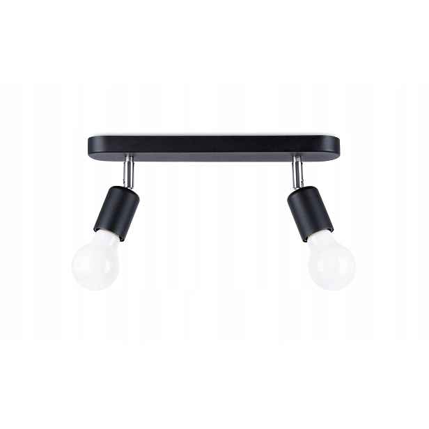 Sollux Stropní nástěnná lampa černá chrom 2 reflektory nastavitelné 33 cm