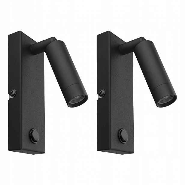 Tk Lighting Sada 2 x nástěnné Led svítidlo Černá lampa Enzo 3W Moderní