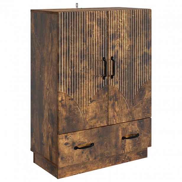 vidaXL Servírovací skříň se zásuvkou Kouřový dub 66 x 34,5 x 92 cm