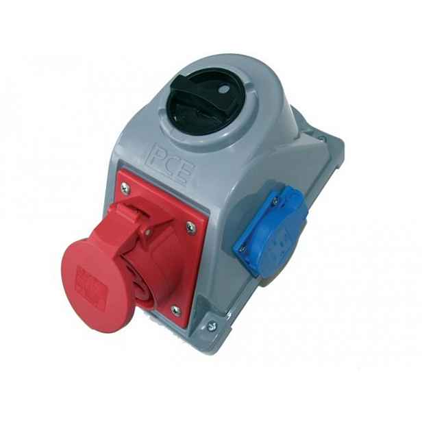 Zásuvka s vypínačem „combo-pol“ IP44 32A 400V 3P+Z+N 230V vypnuto 0-1