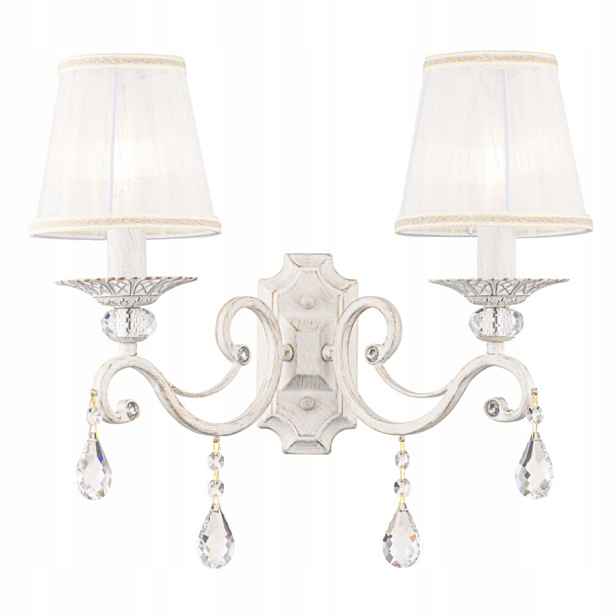 Nástěnná lampa nástěnné svítidlo bílé s krystaly, dvojitá, klasická, Maytoni