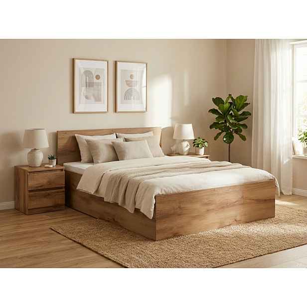 Postel SOFIA 160 x 200 cm, dub artisan Rošt: S laťkovým roštem, Matrace: Matrace Coco Maxi 20 cm