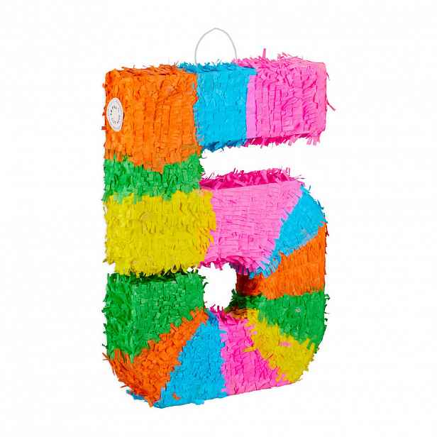Relaxdays PIÑATA Barevná číslice 5 papír 50,5 cm