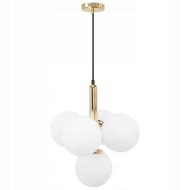 Lampa skleněné koule 5 světelných bodů Zlatý Mat Závit E27