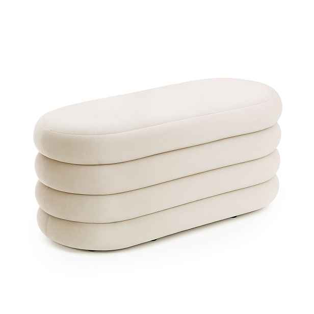 Ak furniture Taburet Puffo II krémový