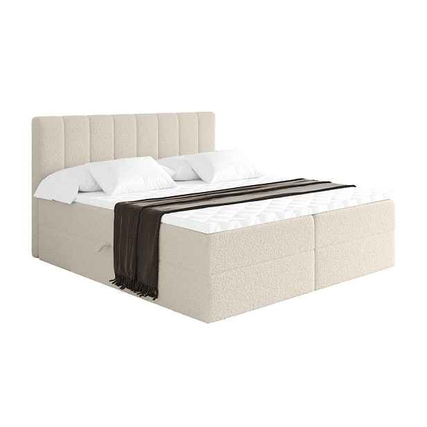 ALTDECOR KONTINENTÁLNÍ POSTEL s matrací H3 - OTTA - 200x200 cm Béžová