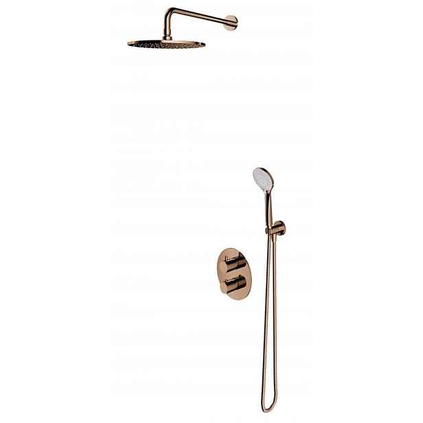 OMNIRES Y - Sprchový set s termostatem pod omítku, s tělesem, průměr 25 cm, 5 proudů, měď SYSYT05CP