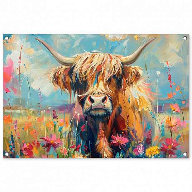 OnlyWow ZAHRADNÍ PLAKÁT Skotský horal - Příroda - Barevné - Květiny 90x60 cm