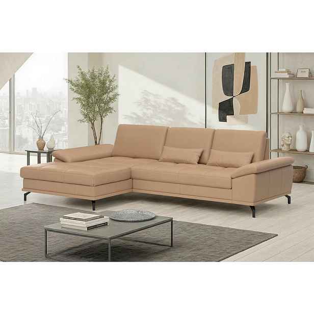 Sit & More ROHOVÁ SEDAČKA, textil, kůže, cappuccino